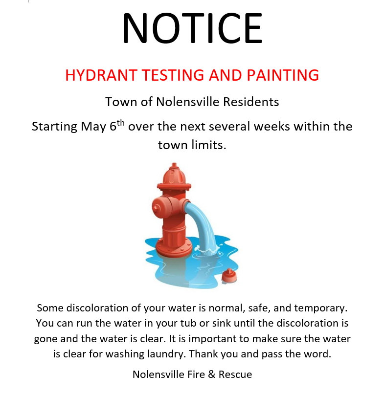 notice hydrant testing words